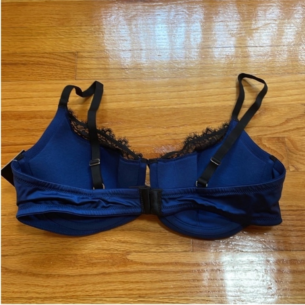 Frederick's Of Hollywood Eliana Full Figure Blue Satin Lined Bra 38D (Brand New) - Picture 2 of 8